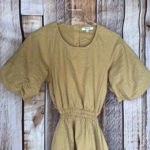 Madewell Dress Puff-Sleeve Tiered Mini XS Boho Cottagecore Minimalist Fall - Picture 3 of 9